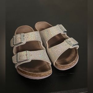 Girl’s Glitter Holographic Grey Birkenstocks